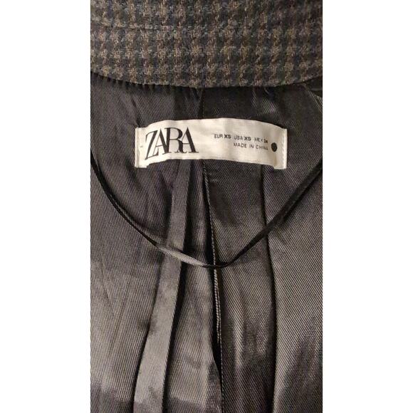 Zara Basic wool blend houndstooth heritage oversized long coat blazer - Picture 10 of 12